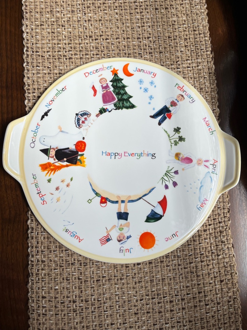 “Happy Everything” Ceramic Serving Platter — Colorful Month-Themed Design
